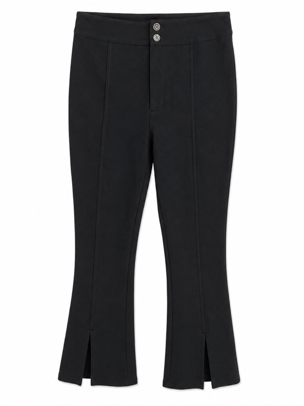 $128 Anthropologie Maeve Size 8 Black Pant Slit Split Front Flared Ponte - Picture 2 of 7